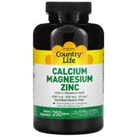 Кальций, магний, цинк (Calcium Magnesium Zinc), Country Life, 250 таблеток