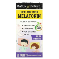 Здоровый сон, Мелатонин для детей от 4 лет (Healthy Kids Melatonin) фруктовый вкус, Mason Natural, 60 таблеток