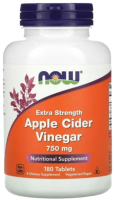 Яблочный уксус (Apple Cider Vinegar) 750 мг, NOW Foods, 180 таблеток