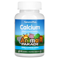Animal Parade (Парад Зверят) Кальций со вкусом ванильного мороженого (Calcium Chewable - Vanilla Sundae Flavor) Nature’s Plus, 90 таблеток в форме животных