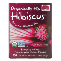 Чай Органический, Гибискус, Без Кофеина  Нау Фудс(Tea Organically Hip Hibiscus NOW Foods), 24 пакетика