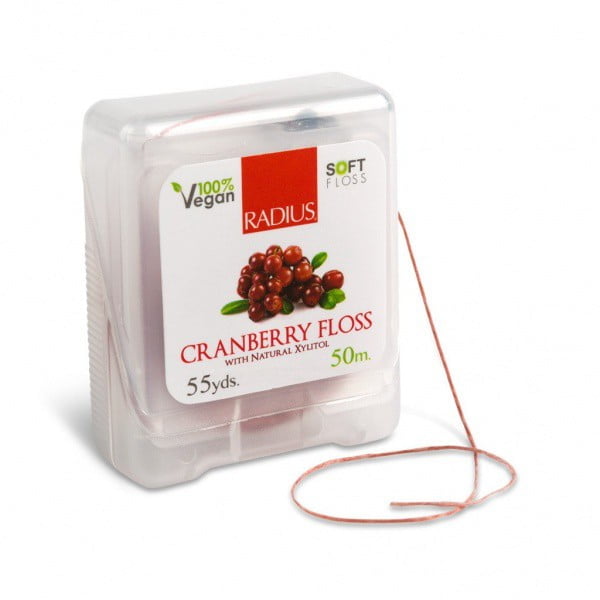 Зубная нить Floss Vegan Xylitol Cranberry, со вкусом клюквы