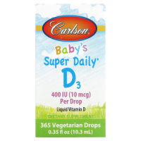 Витамин Д3 для детей Супер Ежедневно (Вaby's Super Daily Vitamin D3) 10 мкг (400 МЕ), Carlson Labs, 10,3 мл (0,35 жидких унций)