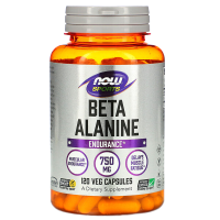 Спорт, Бета-Аланин, выносливость (Sports, Beta-Alanine, Endurance), 750 мг, Now Foods, 120 вегетарианских капсул