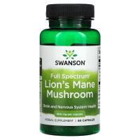 Гриб Ежовик гребенчатый Lions mane mushroom, 500 мг, Свенсон, 60 капсул