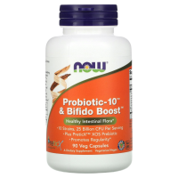 Пробиотик-10 и Повышение Бифидо (Probiotic-10 & Bifido Boost) 25 млрд, Now Foods, 90 вегетарианских капсул