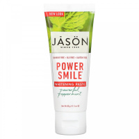 Отбеливающая паста, мощная перечная мята (Whitening paste, powerful peppermint), Jason Natural, Power Smile, 85 г (3 унции)