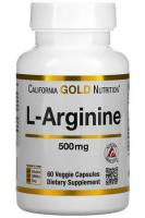 L-аргинин AjiPure California Gold Nutrition (Калифорния Голд Нутришн), 500 мг, 60 растительных капсул