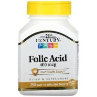 Фолиевая кислота 21 Сенчури (Folic Acid 21st Century), 400 мг, 250 легко проглатываемых таблеток
