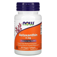 Астаксантин (Astaxanthin) 4 мг, NOW Foods, 60 вегетарианских капсул