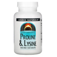 L-пролин и L-лизин (Proline & L-Lysine) 550 мг, Source Naturals, 120 таблеток