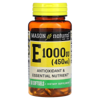 Витамин E (Vitamin Е) 450 мг (1000 МЕ), Mason Natural, 50 гелевых капсул