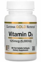 Витамин Д3 California Gold Nutrition, 125 мкг (5000 МЕ), 90 капсул
