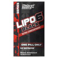 ЛИПО-6 Черный, Ультра Концентрат (LIPO-6 Black, Ultra Concentrate), Nutrex Research, 30 черных капсул