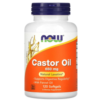 Касторовое Масло Холодного Отжима (Castor Oil) 650 мг, Now Foods, 120 гелевых капсул