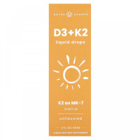 Жидкие капли Д3 + K2 (D3+K2 liquid drops) без вкуса, NutraChamps, 60 мл (2 жидкие унции)