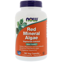 Вегетарианский Кальций, Красные Водоросли (Red Mineral Algae), Now Foods, 180 вегетарианских капсул