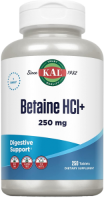 Бетаин HCl+ (Betaine HCl+), 250 мг, KAL, 250 таблеток