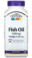 Рыбий жир (Fish Oil) 21st Century, 1200 мг, 90 мягких таблеток