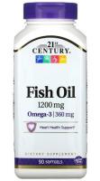 Рыбий жир (Fish Oil) 21st Century, 1200 мг, 90 мягких таблеток