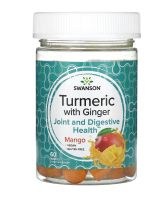 Куркума с имбирем и манго (Turmeric with Ginger), Swanson, 60 жевательных таблеток