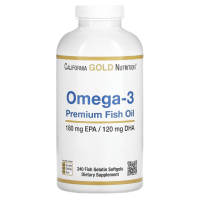 Омега 3, рыбий жир премиального качества California Gold Nutrition(Калифорния Голд Нутришн),240 капс