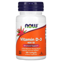 Витамин Д3, структурная поддержка Нау Фудс, 10 мкг (400 МЕ) (Vitamin D3, structural support Now Foods) 180 мягких таблеток