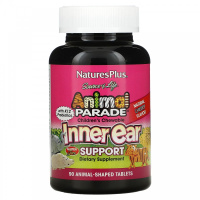 Энимал Парад для поддержания здоровья внутреннего уха (Animal Parade Source of Life Inner ear support) со вкусом натуральной вишни, Natures Plus, 90 жевательных таблеток