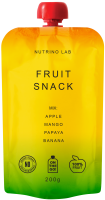 Пюре фруктовое: Яблоко, манго, папайя, банан 200 гр Nutrino Lab  (6 шт. В упаковке) Fruit puree: Apple, mango, papaya, banana 200 g 