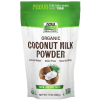 Органическое сухое кокосовое молоко Риал Фуд (Organic Coconut Milk Powder Real Food), NOW Foods, 340 грамм