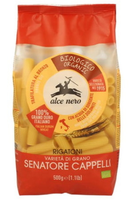Макаронные изделия Rigatoni из пшеничной муки семолины дурум (Ригатони) Senatore Cappelli Alce Nero